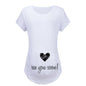 Slim Maternity T-Shirts with Funny Lettering - O-Neck Design for Pregnant Women