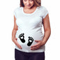 Slim Maternity T-Shirts with Funny Lettering - O-Neck Design for Pregnant Women