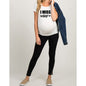 Slim Maternity T-Shirts with Funny Lettering - O-Neck Design for Pregnant Women