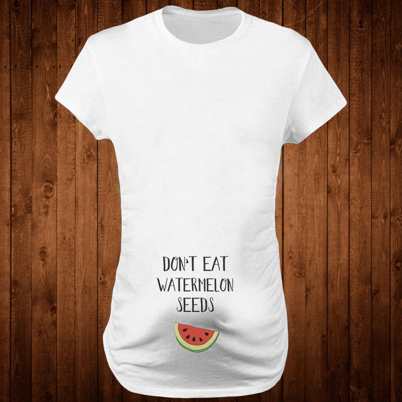 Slim Maternity T-Shirts with Funny Lettering - O-Neck Design for Pregnant Women