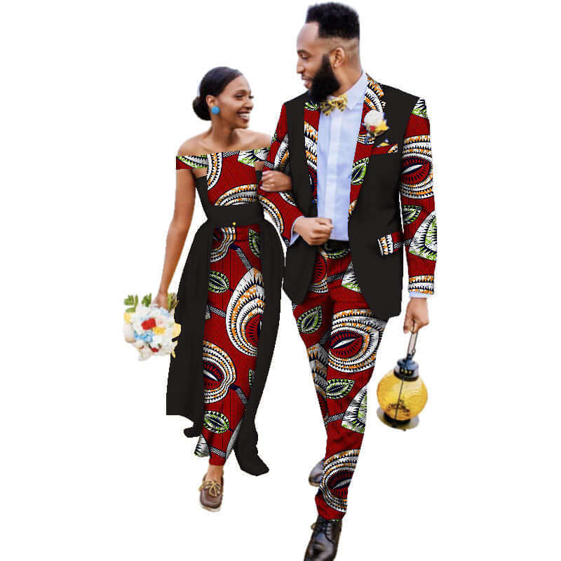 Cotton African Wedding Dress and Suit Sets for Couples