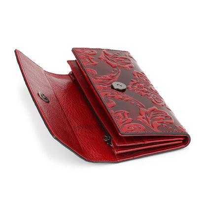 Elegant Women’s Leather Three-Fold Long Wallet – Sleek and Stylish Design