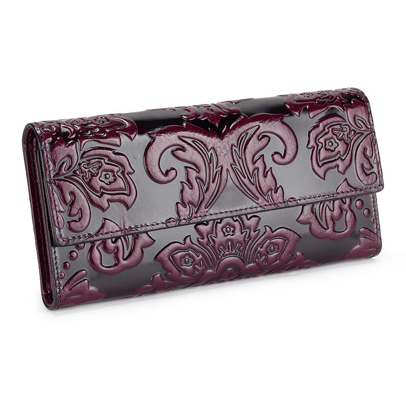 Elegant Women’s Leather Three-Fold Long Wallet – Sleek and Stylish Design