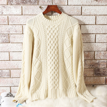 Lai Guanlin-Inspired Round Neck Pullover – Pure Wool Sweater for Autumn & Winter