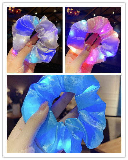 LED Luminous Scrunchies – Elastic Hair Ties for Women & Girls