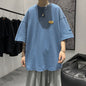 Japanese Casual Loose 5-Sleeve Waffle T-Shirt for Men