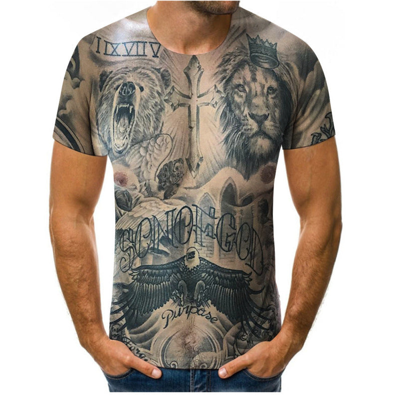 Muscular Fit Printed Short Sleeve T-Shirt for Men Short Sleeves