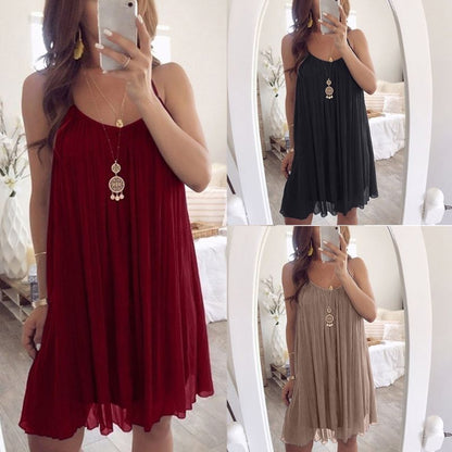 Women's Plus Size Chiffon Vest Mini Dress