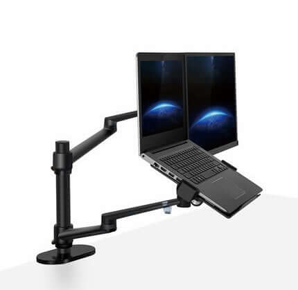 Aluminum Multifunction Ergonomic Laptop and Monitor Stand with Adjustable Column Bar