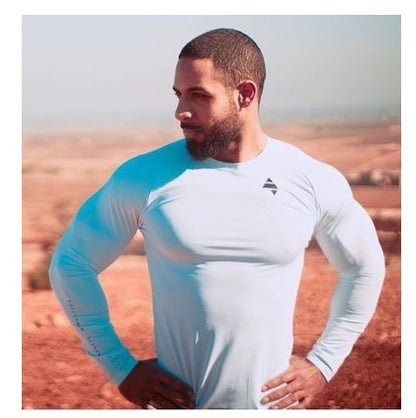 Autumn Fitness Elastic Breathable Long Sleeve T-Shirt for Men