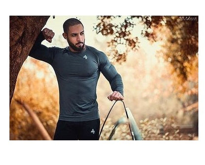 Autumn Fitness Elastic Breathable Long Sleeve T-Shirt for Men