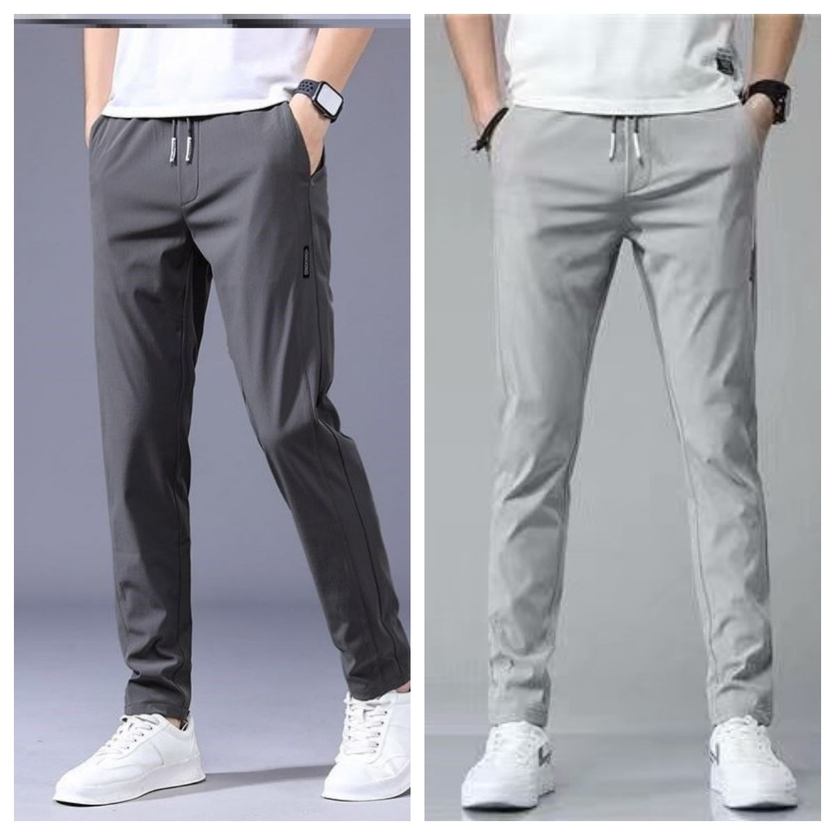 Men's Drawstring Thin Casual Trousers – Korean Style Loose-Fit Straight Sweatpants for Comfort and Style.