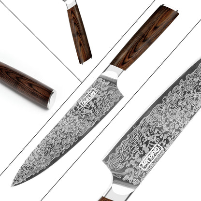 Qulajoy Japanese Chef Knife – High Carbon German Steel Damascus Kitchen Knife