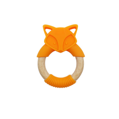 Silicone Wood Ring Fox Baby Teether