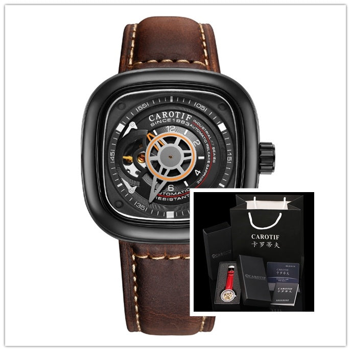 Hot Blast Dunk Fashion Automatic Mechanical Watch – Men's Hollow Square Dial Design