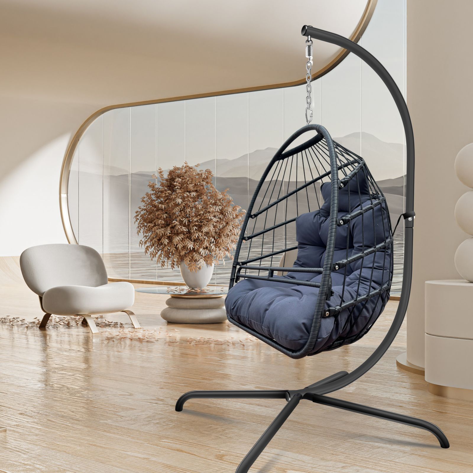 Swing Egg Chair with Stand – Indoor/Outdoor Hammock Chair - PureSelect