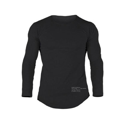 Autumn Fitness Elastic Breathable Long Sleeve T-Shirt for Men