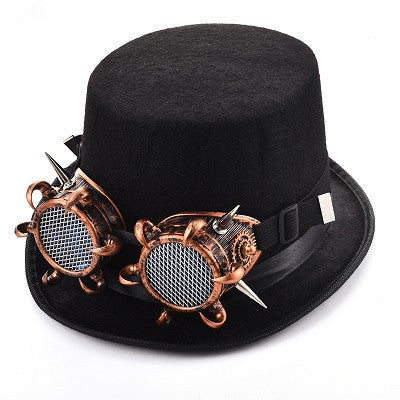 Steampunk Rivet Glasses and Top Hat – Goth Punk Retro Clothing Accessories