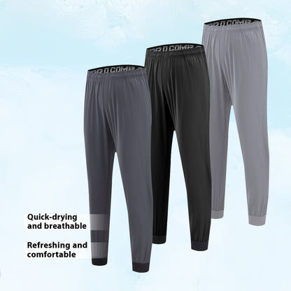 Quick-Drying Stretch Solid Color Nylon Ice Silk Sports Pants – Perfect for Outdoor Leisure