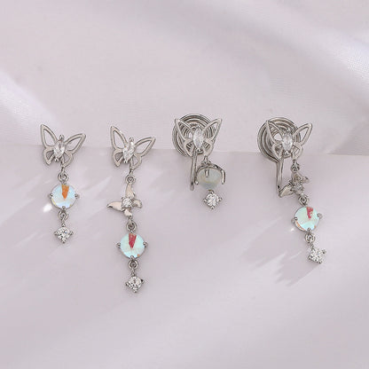 Moonstone Butterfly Earrings Long Light Luxury Asymmetric