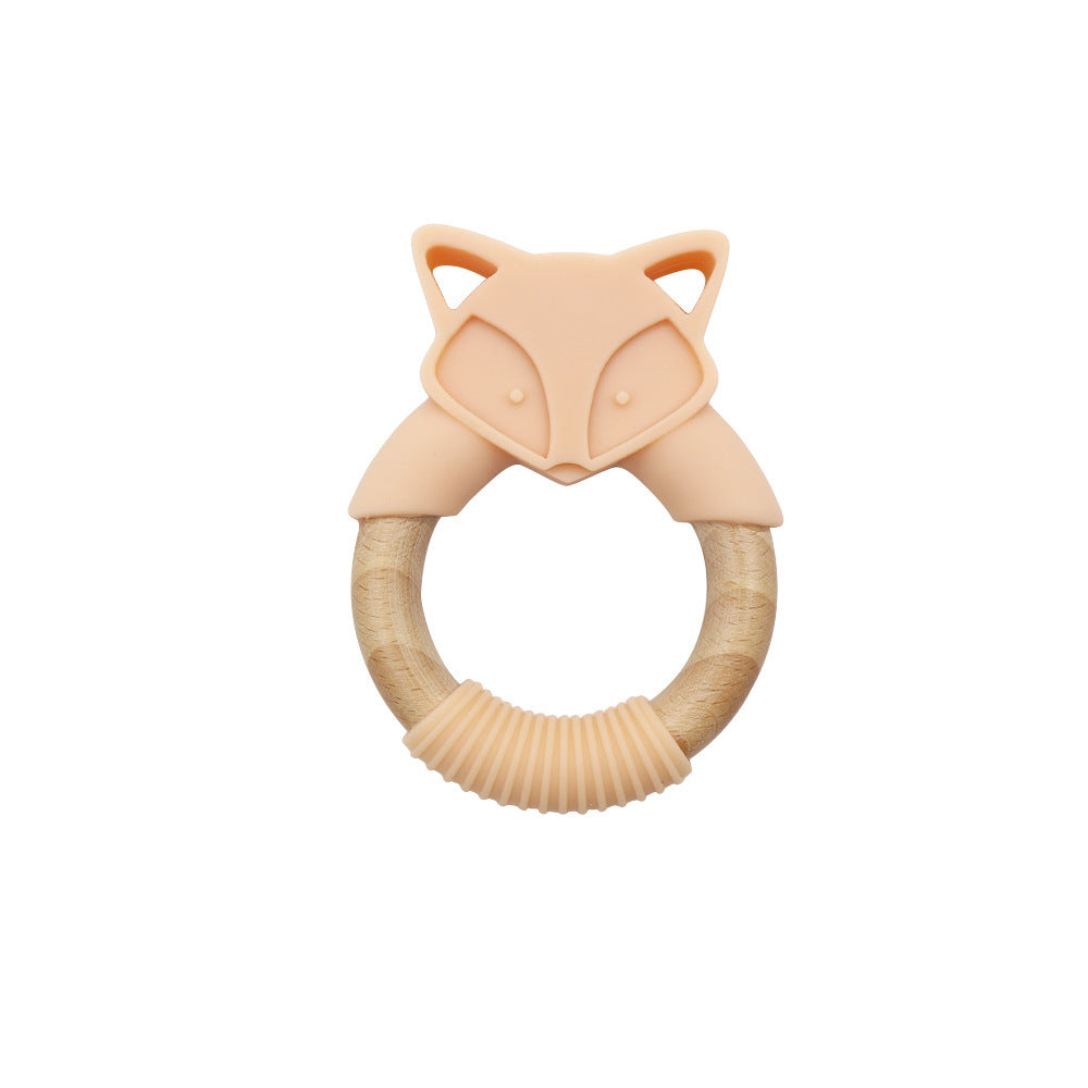 Silicone Wood Ring Fox Baby Teether