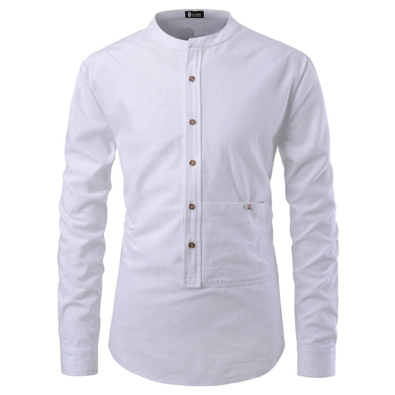 Korean Men's Slim Long Sleeve Dress Shirt – Stylish and Sophisticated