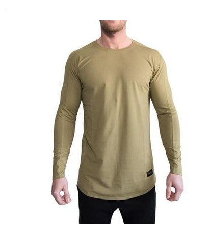 Autumn Fitness Elastic Breathable Long Sleeve T-Shirt for Men