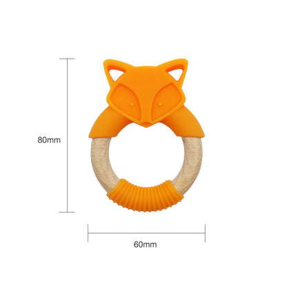 Silicone Wood Ring Fox Baby Teether