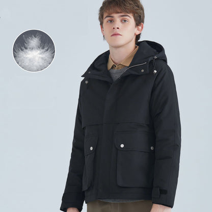 All-Match Short White Duck Down Hooded Jacket – Stylish & Warm