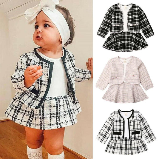 Long-Sleeved Two-Piece Baby Dress Set – Elegant Small Incense Wind Suit for Kids