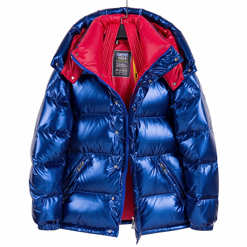 Glossy Down Jacket for Young Men and Women – Stylish Couples' Outerwear