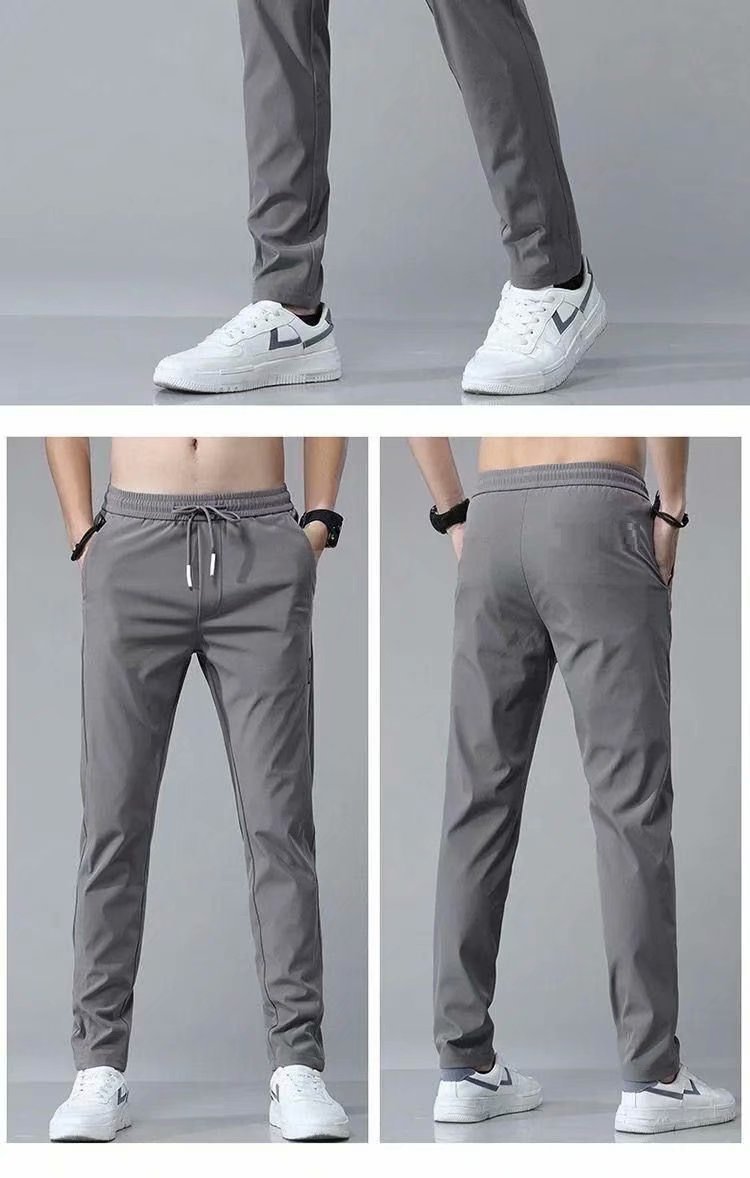 Men's Drawstring Thin Casual Trousers – Korean Style Loose-Fit Straight Sweatpants for Comfort and Style.