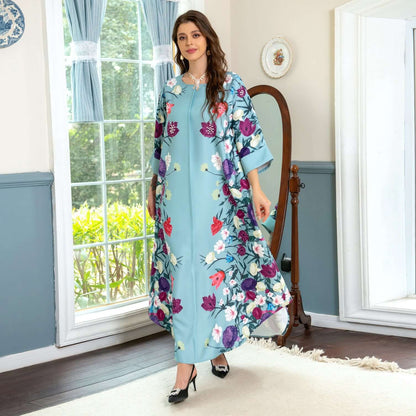 Affordable Luxury Muslim Robe with Rhinestone Printing