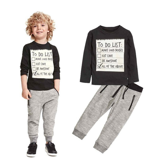 Boys' Cotton Long Sleeve T-shirt & Pants Set – 2-Piece Casual Outfit (3-7 Years)