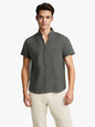 Solid-color Short-sleeved Lapel Shirt Summer Breathable Cotton And Linen Top Mens Clothing