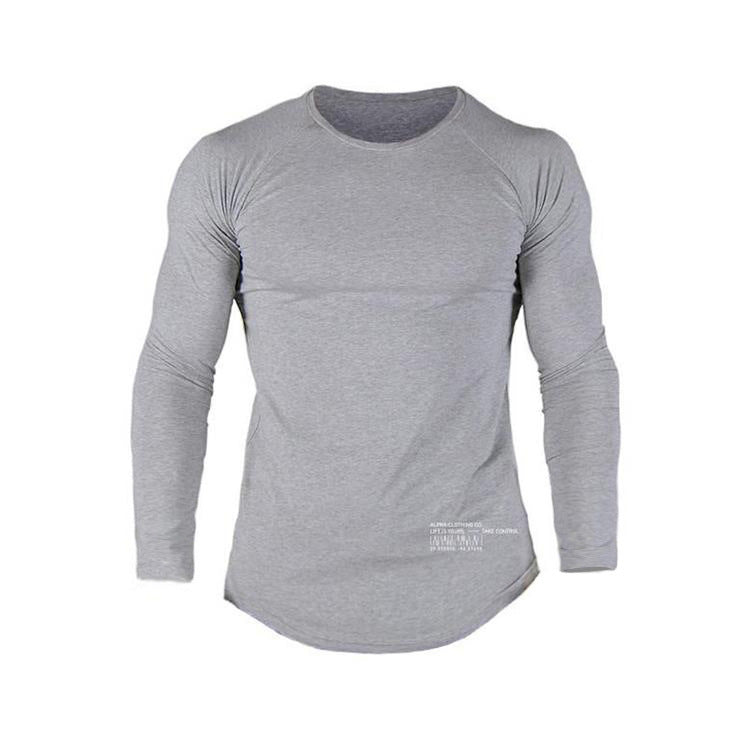 Autumn Fitness Elastic Breathable Long Sleeve T-Shirt for Men