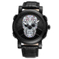 SKONE Pirate Skeleton Skull Quartz Watch – Luxury Waterproof Leather Design for Men