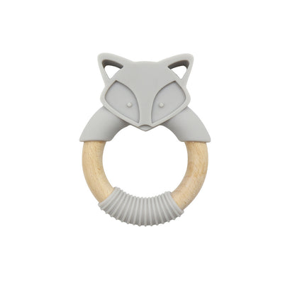 Silicone Wood Ring Fox Baby Teether