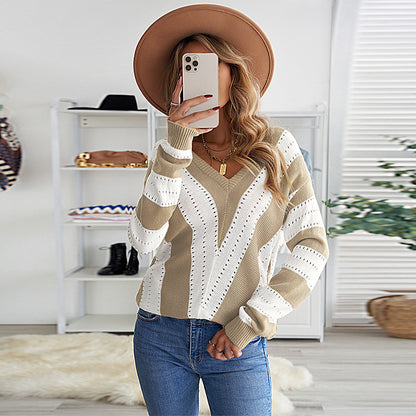 Casual Loose-Fit V-Neck Sweater for Women