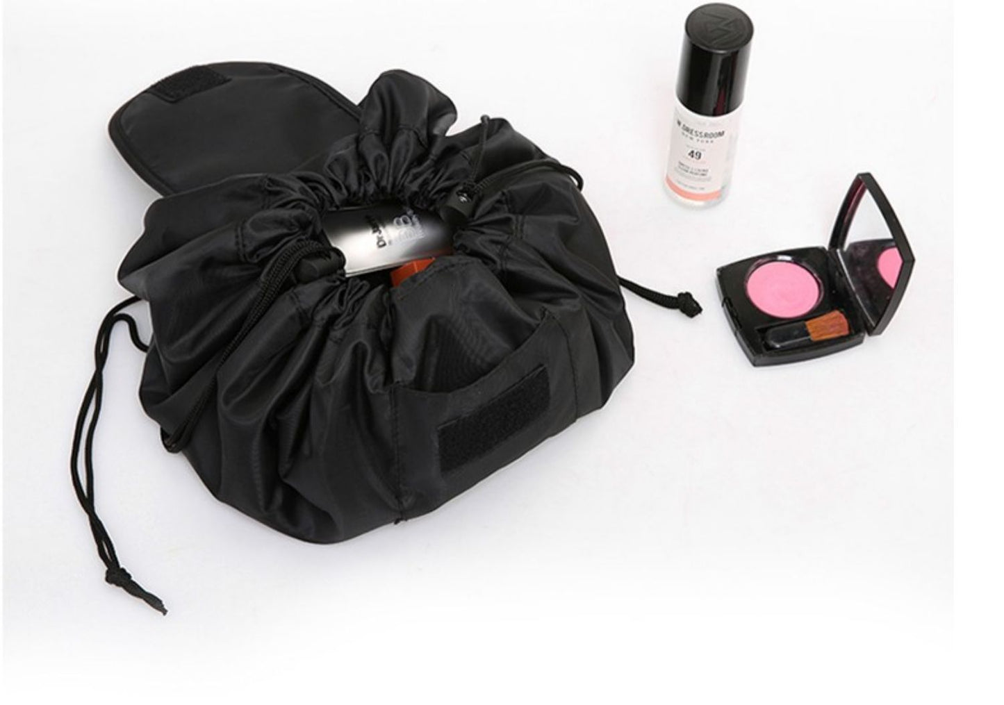 Drawstring Portable Travel Storage Black Cosmetic Bag