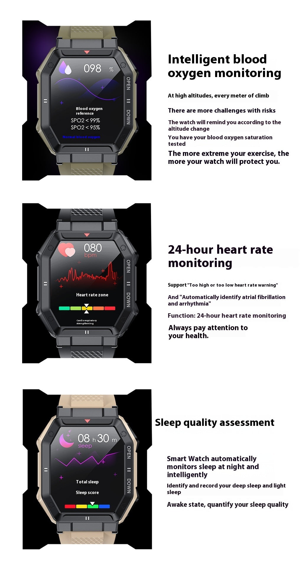 K55 Smart Watch Bluetooth Calling Sports Heart Rate Blood Pressure Monitoring