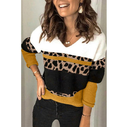 Slim Fit V-Neck Long Sleeve Pullover Sweater for Women