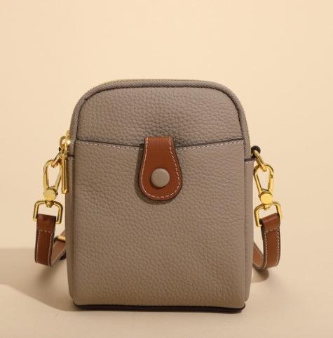 Women's Lychee Pattern Leather Crossbody Phone Bag