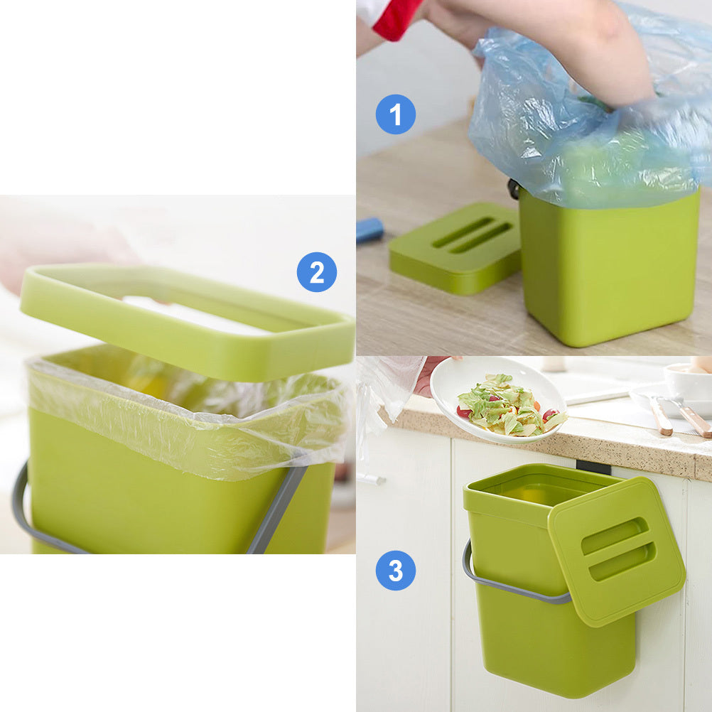 Small Kitchen Compost Bin 3L Kitchen Waste Bin Household Countertop Container with Lid for Rubbish Composter