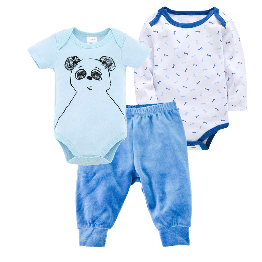 Solid Color Korean Newborn Baby Clothes Kids Set