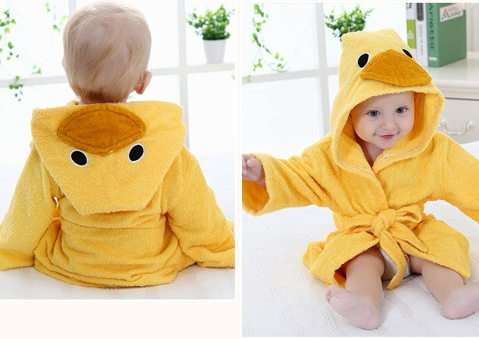 Cartoon Animal Hooded Baby Bath Towels – Soft Cotton Bathrobes for Children