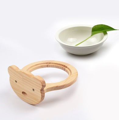 Ceramic Bowl with Solid Wood Stand for Pets