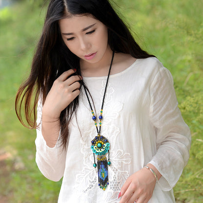 Female ethnic style long necklace jewelry