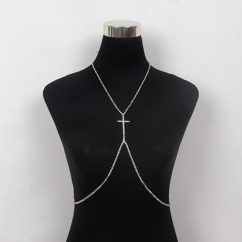 Accessories Cross Trend Rhinestone Pendant Chest Chain