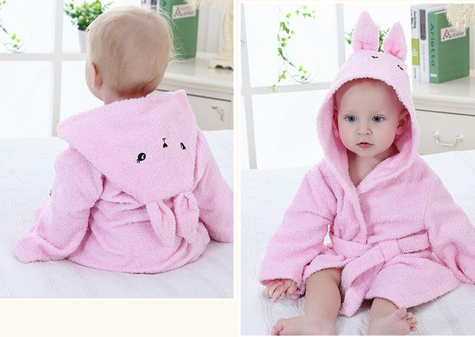 Cartoon Animal Hooded Baby Bath Towels – Soft Cotton Bathrobes for Children